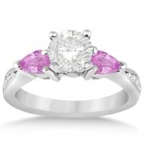 Diamond & Pear Pink Sapphire Engagement Ring Palladium (0.79ct)