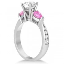 Diamond & Pear Pink Sapphire Engagement Ring Platinum (0.79ct)
