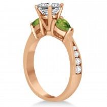 Emerald Diamond & Pear Peridot Engagement Ring 14k Rose Gold (1.79ct)