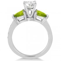 Diamond & Pear Peridot Engagement Ring 18k White Gold (0.79ct)