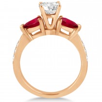 Cushion Diamond & Pear Ruby Gemstone Engagement Ring 18k Rose Gold (1.29ct)