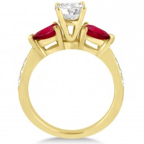 Cushion Diamond & Pear Ruby Gemstone Engagement Ring 18k Yellow Gold (1.29ct)