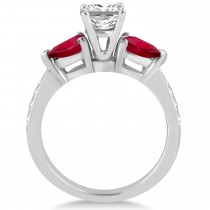 Princess Diamond & Pear Ruby Gemstone Engagement Ring 18k White Gold (1.29ct)