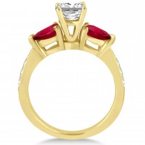 Princess Diamond & Pear Ruby Gemstone Engagement Ring 18k Yellow Gold (1.29ct)