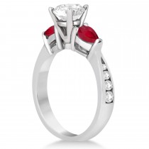 Round Diamond & Pear Ruby Gemstone Engagement Ring 14k White Gold (1.29ct)
