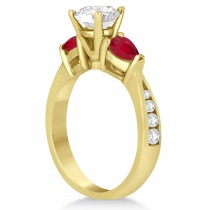 Cushion Diamond & Pear Ruby Gemstone Engagement Ring 18k Yellow Gold (1.79ct)
