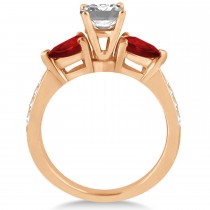 Emerald Diamond & Pear Ruby Gemstone Engagement Ring 14k Rose Gold (1.79ct)