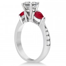 Emerald Diamond & Pear Ruby Gemstone Engagement Ring 14k White Gold (1.79ct)