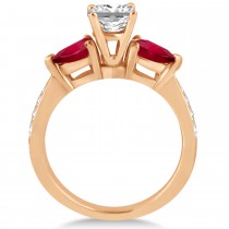 Princess Diamond & Pear Ruby Gemstone Engagement Ring 18k Rose Gold (1.79ct)