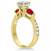 Princess Diamond & Pear Ruby Gemstone Engagement Ring 18k Yellow Gold (1.79ct)