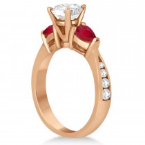 Round Diamond & Pear Ruby Gemstone Engagement Ring 14k Rose Gold (1.79ct)