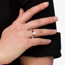 Diamond & Pear Ruby Gemstone Engagement Ring 14k Rose Gold (0.79ct)