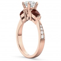 Diamond & Pear Ruby Gemstone Engagement Ring 14k Rose Gold (0.79ct)