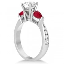 Diamond & Pear Ruby Gemstone Engagement Ring 14k White Gold (0.79ct)