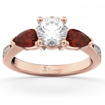 Diamond & Pear Ruby Gemstone Engagement Ring 18k Rose Gold (0.79ct)
