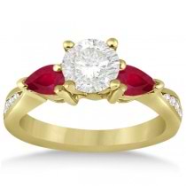 Diamond & Pear Ruby Gemstone Engagement Ring 18k Yellow Gold (0.79ct)