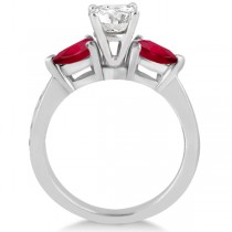 Diamond & Pear Ruby Gemstone Engagement Ring Palladium (0.79ct)
