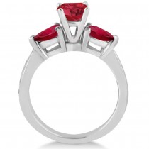 Diamond & Pear Cut Ruby Engagement Ring 14k White Gold (1.79ct)