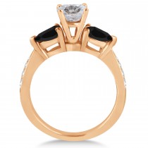 Round Salt & Pepper & Pear Black Diamond Engagement Ring 14k Rose Gold (1.29ct)