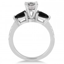 Round Salt & Pepper & Pear Black Diamond Engagement Ring 14k White Gold (1.29ct)