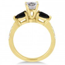 Round Salt & Pepper & Pear Black Diamond Engagement Ring 14k Yellow Gold (1.29ct)