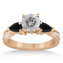 Round Salt & Pepper & Pear Black Diamond Engagement Ring 18k Rose Gold (1.29ct)