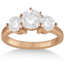 Three Stone Diamond Engagement Ring Setting 14k Rose Gold (0.50ct)