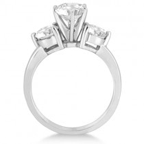 Three Stone Diamond Engagement Ring Setting 14k White Gold (0.50ct)