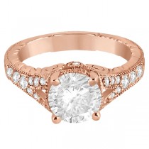 Antique Art Deco Round Diamond Engagement Ring 14k Rose Gold 1.50ct