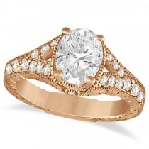 Antique Art Deco Oval Diamond Engagement Ring 14K Rose Gold (1.03ct)
