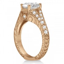 Antique Art Deco Oval Diamond Engagement Ring 14K Rose Gold (1.03ct)