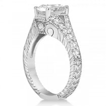 Antique Art Deco Oval Diamond Engagement Ring 14K White Gold (1.03ct)