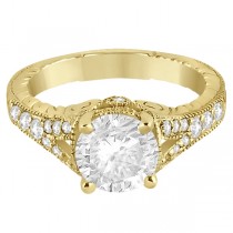 Antique Art Deco Round Diamond Engagement Ring 14k Yellow Gold 1.50ct