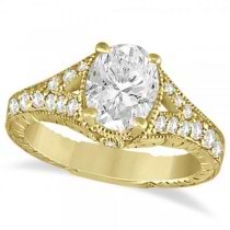 Antique Art Deco Oval Diamond Engagement Ring 14K Yellow Gold (1.03ct)