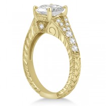 Antique Art Deco Round Diamond Engagement Ring 14k Yellow Gold 1.03ct