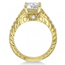 Antique Art Deco Round Diamond Engagement Ring 14k Yellow Gold 1.03ct