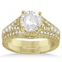 Antique Style Art Deco Diamond Bridal Set 14K Yellow Gold (0.53ct)