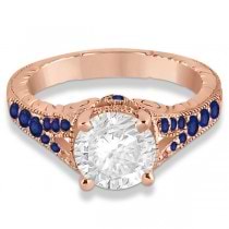 Antique Art Deco Blue Sapphire Engagement Ring 14k Rose Gold (0.33ct)