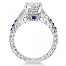 Antique Art Deco Blue Sapphire Engagement Ring 14k White Gold (0.33ct)
