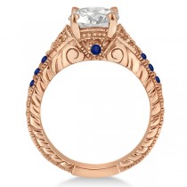 Antique Art Deco Blue Sapphire Engagement Ring 18k Rose Gold (0.33ct)
