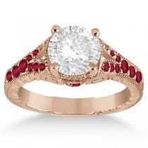 Antique Style Art Deco Ruby Engagement Ring 14k Rose Gold (0.33ct)