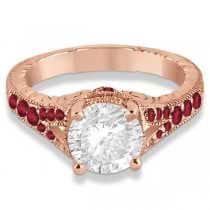Antique Style Art Deco Ruby Engagement Ring 18k Rose Gold (0.33ct)