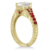 Antique Style Art Deco Ruby Engagement Ring 18k Yellow Gold (0.33ct)