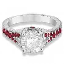 Antique Style Art Deco Ruby Engagement Ring Palladium (0.33ct)