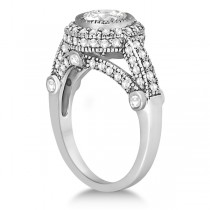 Vintage Diamond Halo Art Deco Engagement Ring 14k White Gold (0.97ct)