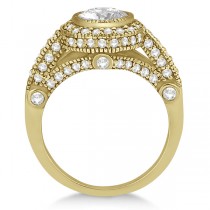 Vintage Diamond Halo Art Deco Engagement Ring 14k Yellow Gold (0.97ct)