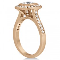 Cathedral Cushion Diamond Halo Engagement Ring 18K Rose Gold (0.43ct)