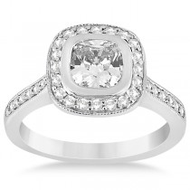 Cathedral Cushion Diamond Halo Engagement Ring 18K White Gold (0.43ct)
