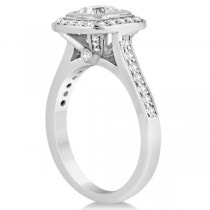 Cathedral Cushion Diamond Halo Engagement Ring 18K White Gold (0.43ct)