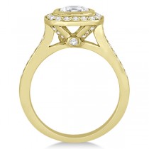 Cathedral Cushion Diamond Halo Design Engagement Ring 18K Yellow Gold (0.43ct)